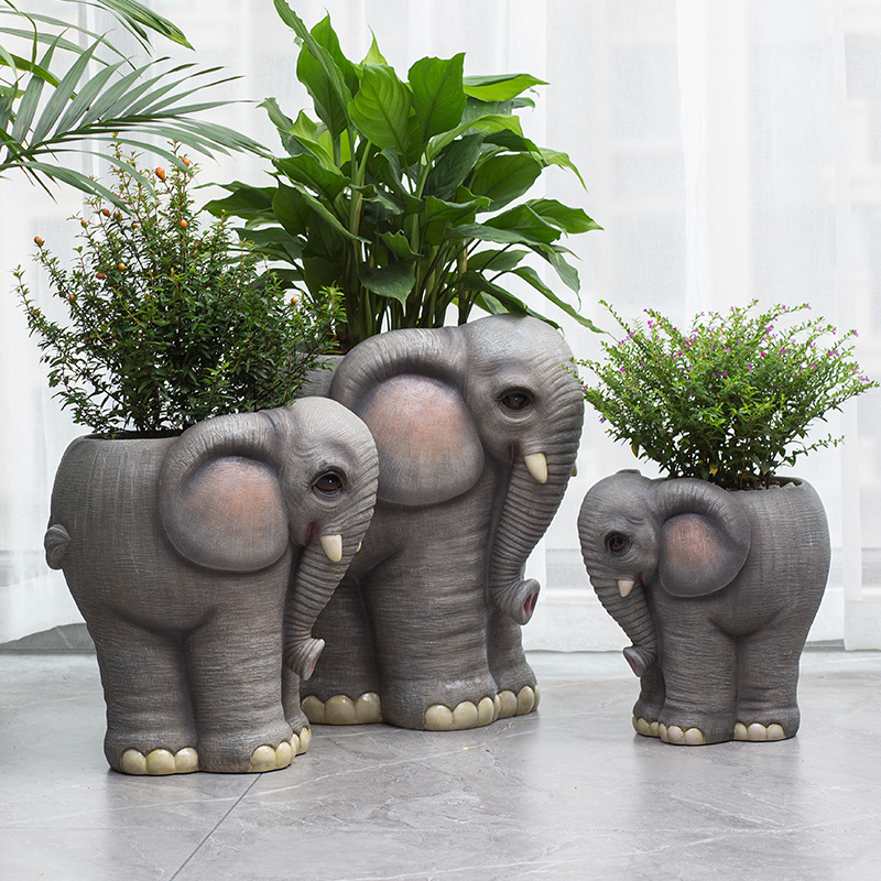 大型创意大象花盆摆件室内客厅别墅庭院门口商场大厅落地绿植花器