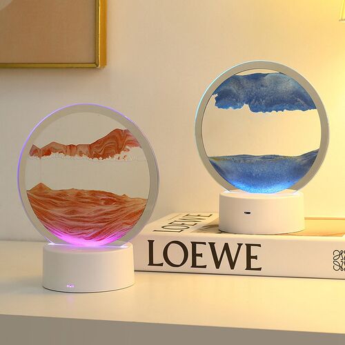创意新款流沙画小夜灯摆件饰品客厅卧室3D立体沙漏画桌面新年礼品
