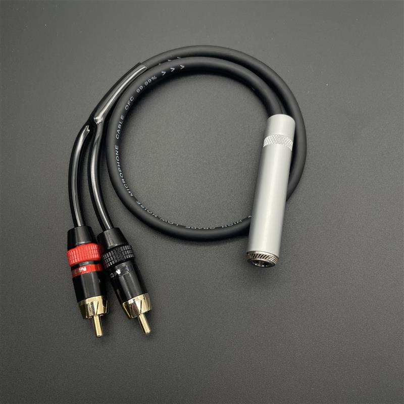 6.5母转双莲花大三芯6.35mm公转2个RCA一分二立体声音频线转接线