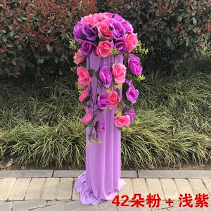 新款婚庆用品路引42朵花束铁艺可升降路引架子花柱花拱门配套路引