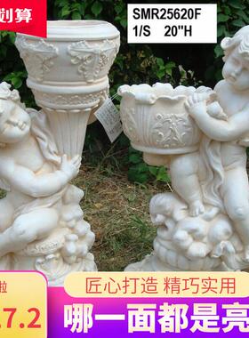 欧式绿植物复古摆设家居花园庭院摆件工艺品浮雕多肉小花盆栽花瓶