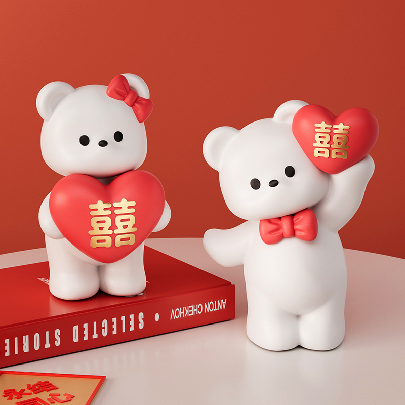 结婚熊桌面摆件客厅装饰品婚房布置摆设送闺蜜新人结婚订婚小礼品