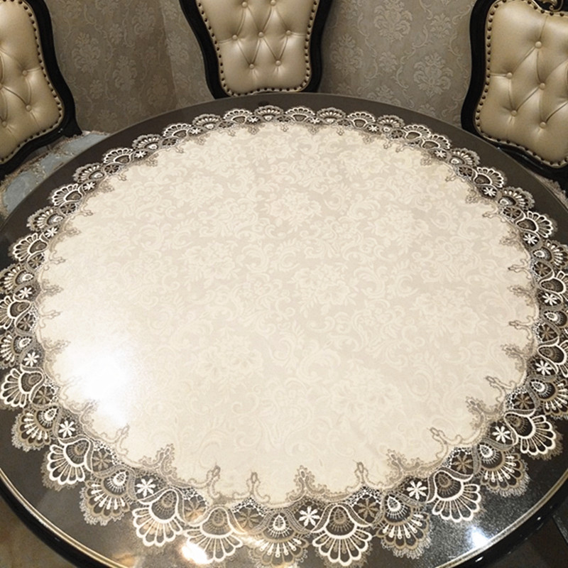 欧式圆桌布转盘桌布圆形餐桌布圆角几布装饰布蕾丝边布艺米黄中式