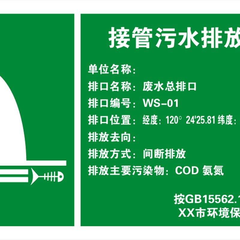 接管污水排放口 标识牌 环保标志牌 环境保护标志牌 铝板定制
