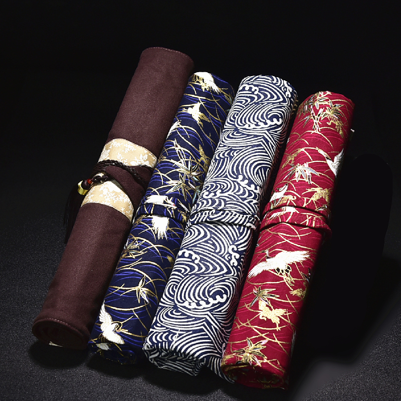 懿羲堂文房布艺毛笔书法专用袋笔卷携带古风笔帘袋复古文具袋中国