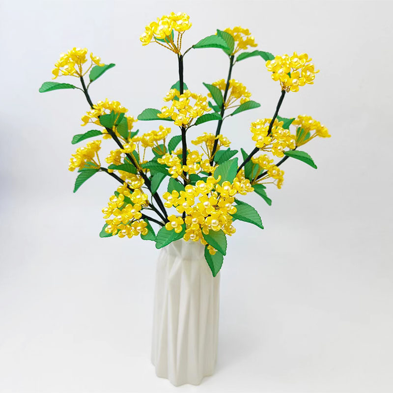 桂花手工花束diy材料包套自己制作仿真叶花瓣散珠串珠编织仿真花