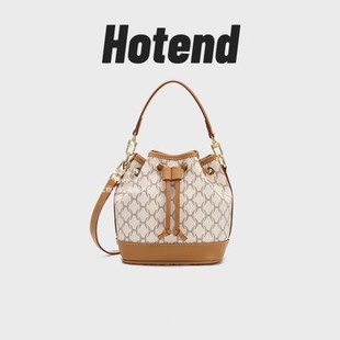 Hotend【美国Hotend】百搭斜挎Logo抽绳水桶包米白色约16*12*18cm