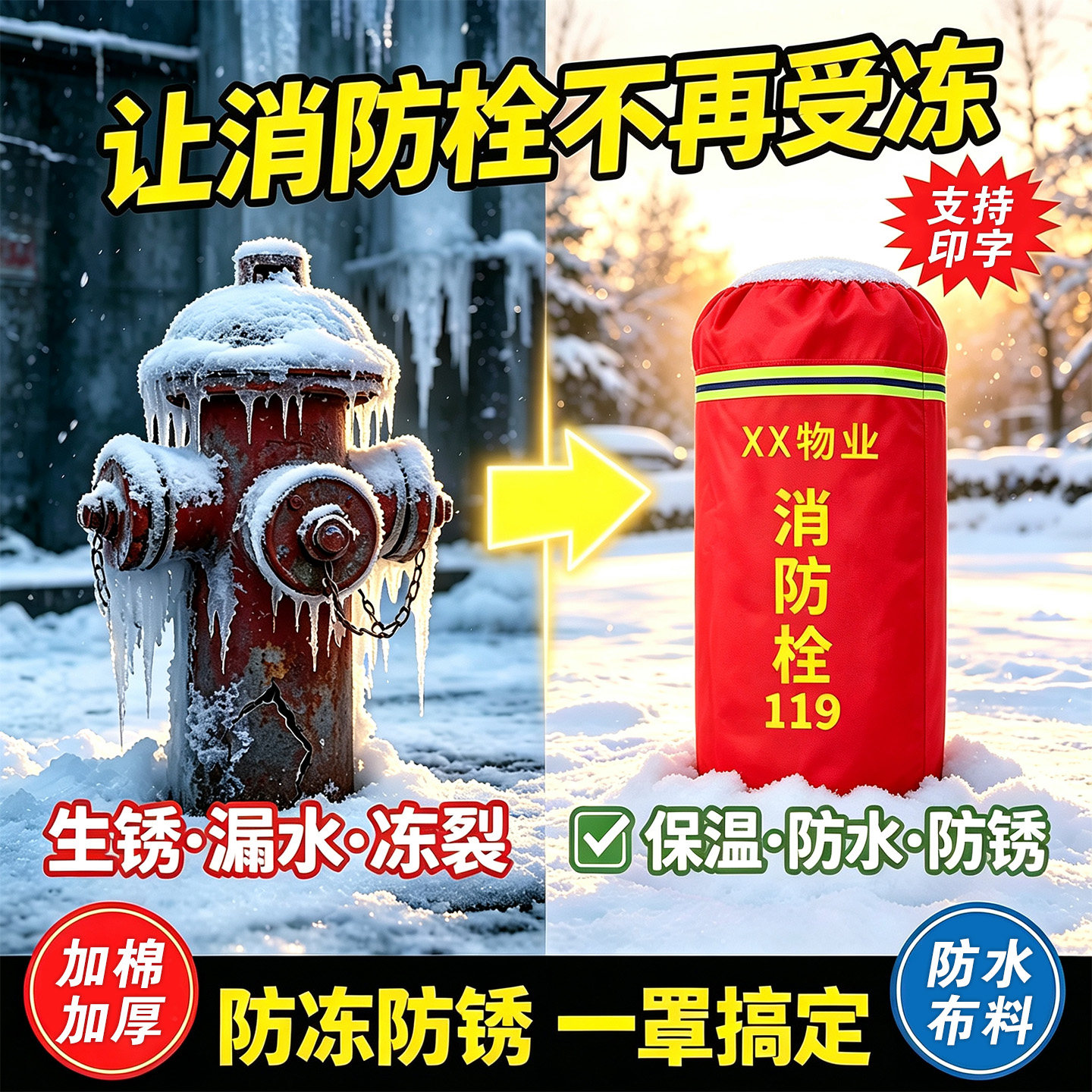 消火栓户外保温罩防寒防雨雪水泵接合器防老化防水防尘外罩加厚套