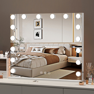 大尺寸桌面led梳妆镜子带灯美容师院专用智能化妆镜卧室台式壁挂