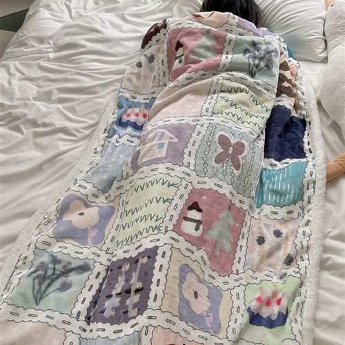 No!why shop歪店 Fun加长版法兰绒羊羔绒双层加厚毛毯午睡毯