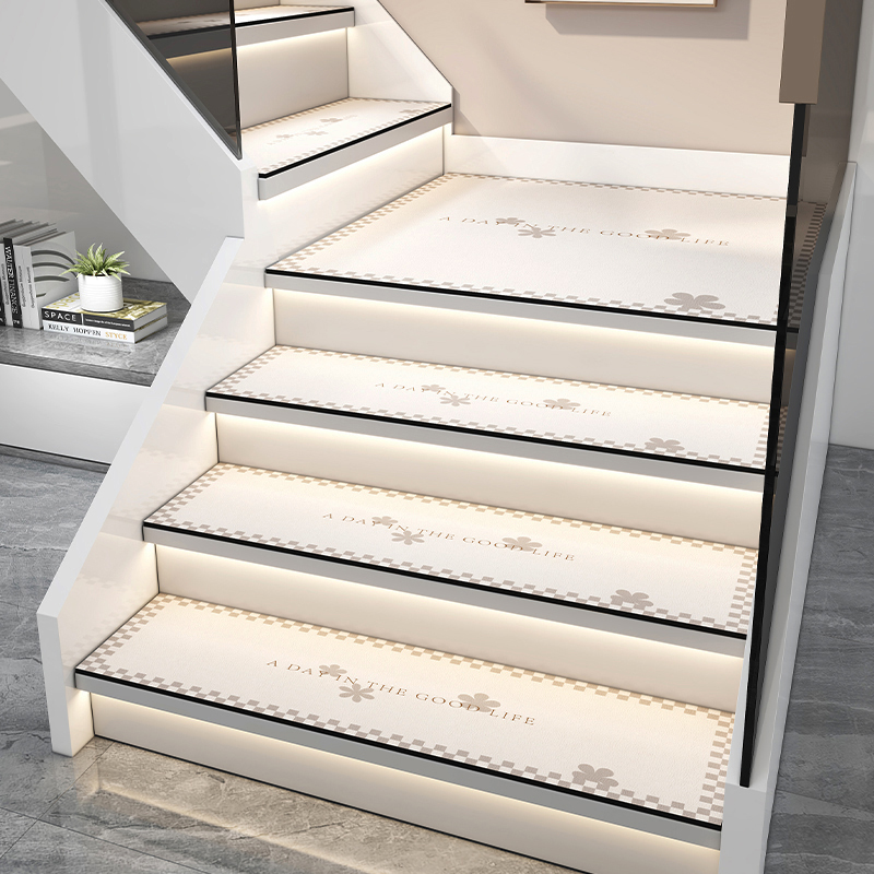 实木楼梯踏步垫可擦洗家用皮革地垫台阶防滑垫子免胶自粘pvc地毯