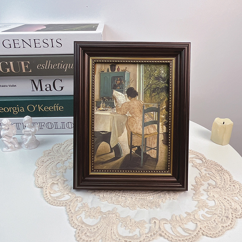 法式人物复古油画女孩卧室客厅古典装饰画挂画书桌床头柜桌面摆件