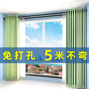 罗马杆挂钩式 免打孔眼窗帘杆卧室免钉安装 超长客厅隔断门帘伸缩杆
