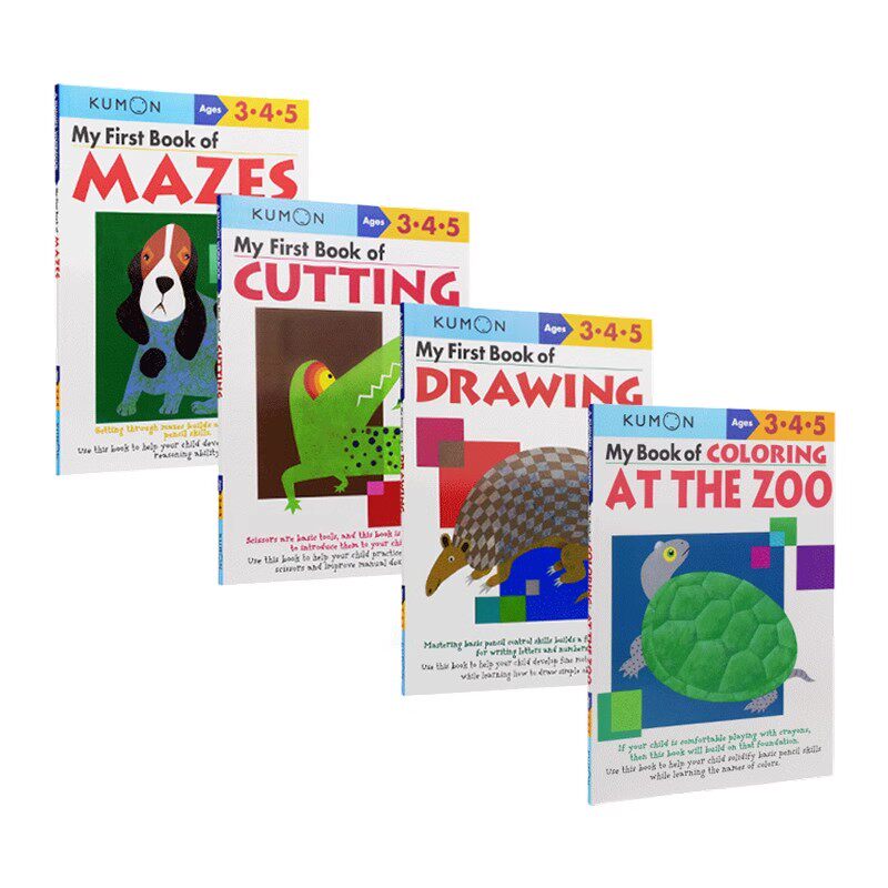 英文原版练习册Kumon Basic Skills Workbooks Ages 3-5岁 公文式教育 好玩的活动书 迷宫 填色 剪纸 画画 进口儿童图书