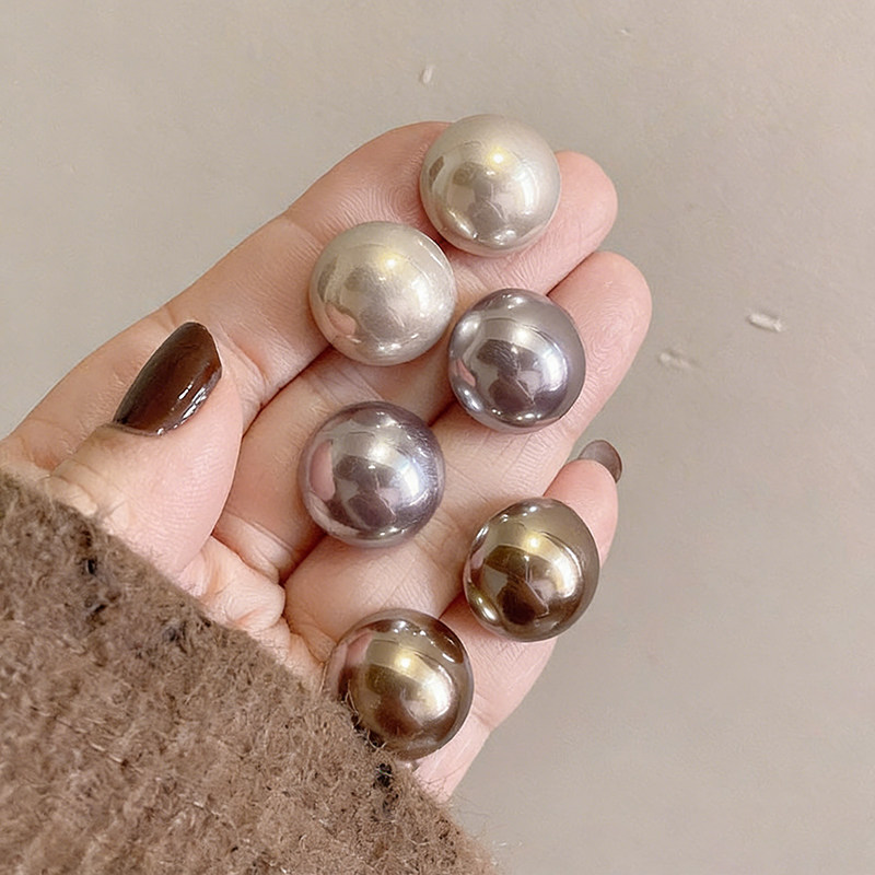 珠光金属质感半圆圈耳钉