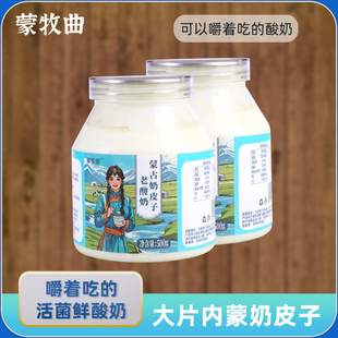 蒙牧曲鲜奶皮酸奶内蒙传统发酵奶皮老酸奶500gx2瓶 代王直播间