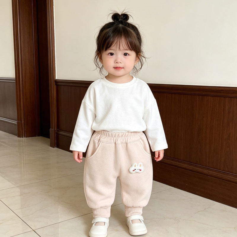 秋冬婴儿大PP裤男女宝宝休闲裤子儿童加薄绒宝宝运动裤卫裤哈伦裤