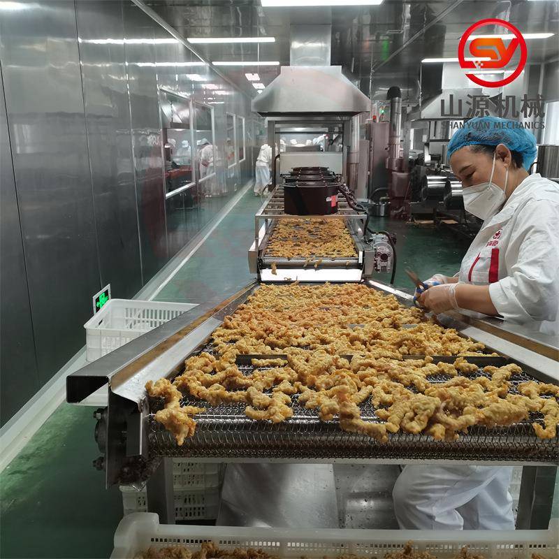 小酥肉裹粉机 香酥肉条油炸机 溜肉段油炸生产线