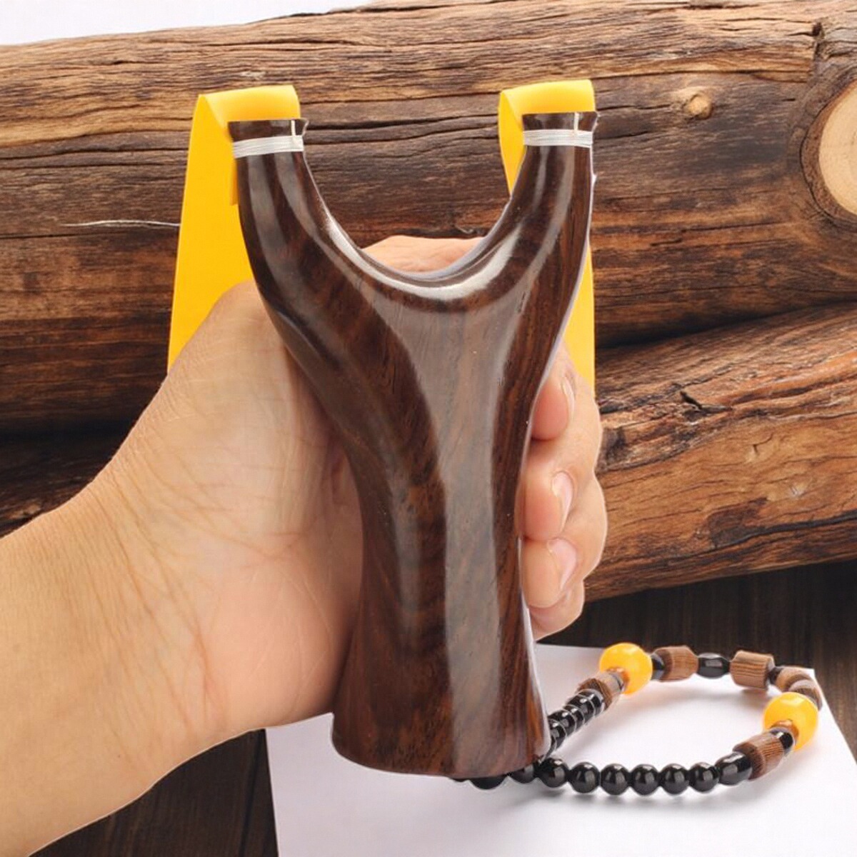 圆头弹弓反曲手工实战原木免绑