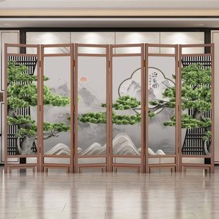 现代简约实木屏风隔断客厅遮挡折叠移动卧室家用酒店办公室 新中式