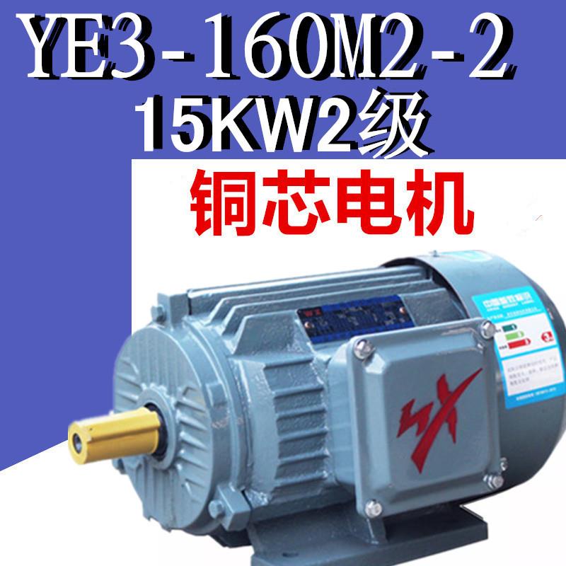 15W2级电机YE3-160M2-2极三相异步电动机铜线15千瓦二级电机YVF2