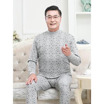 中老年秋衣秋裤男士纯棉薄款保暖内衣套装老人大码棉毛衫线衣线裤