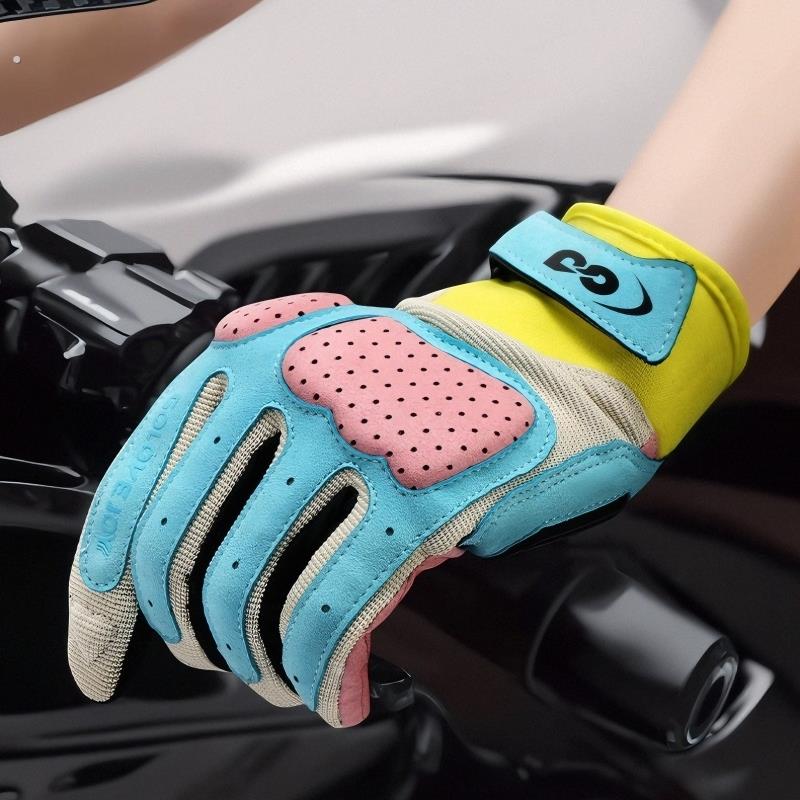 户外战术手套秋冬拼色男女全指野营登山冬季骑行防撞机车耐磨防滑