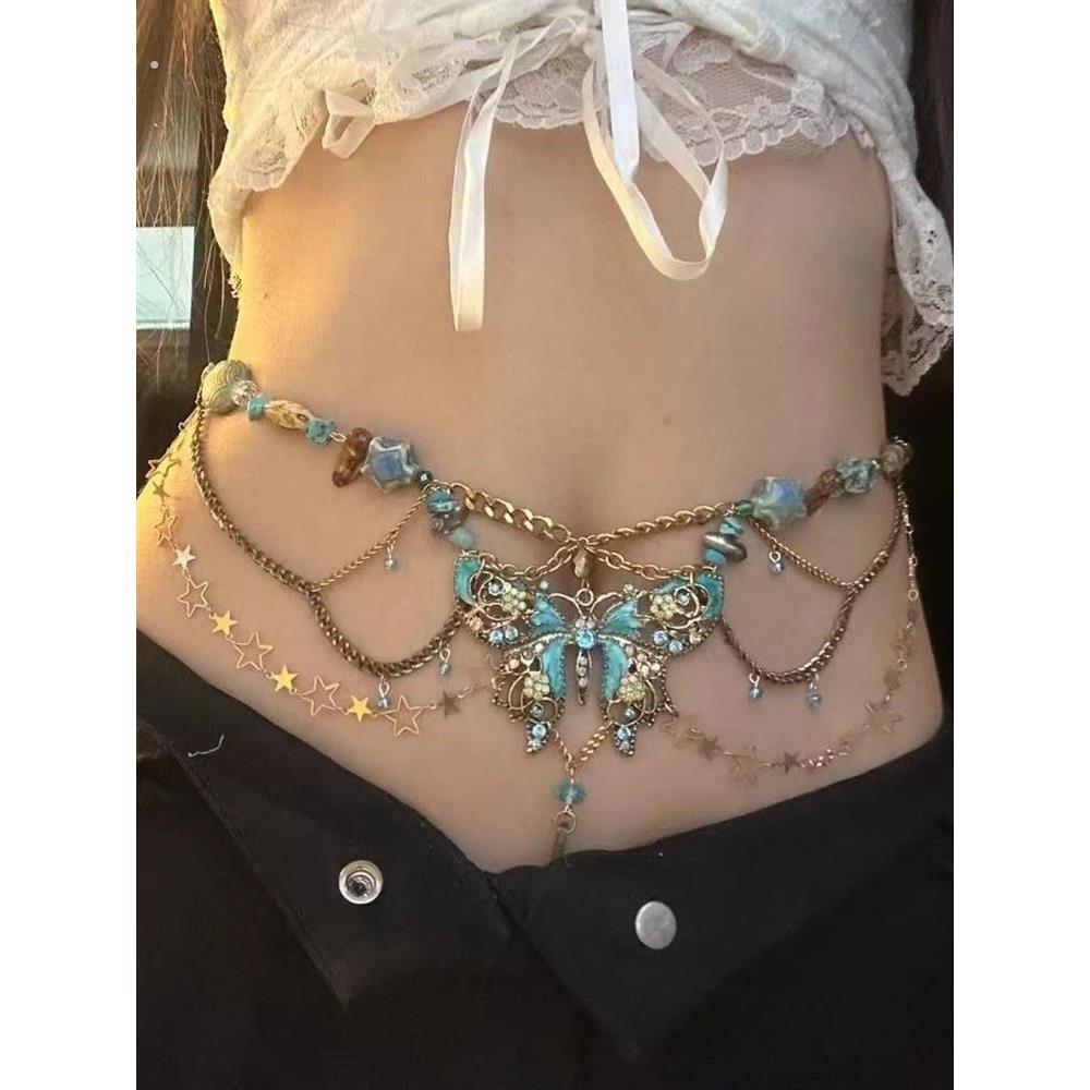 纯欲蝴蝶腰炼波西米亚肚脐炼配裙子高级感y2k牛仔裤配饰新款饰品