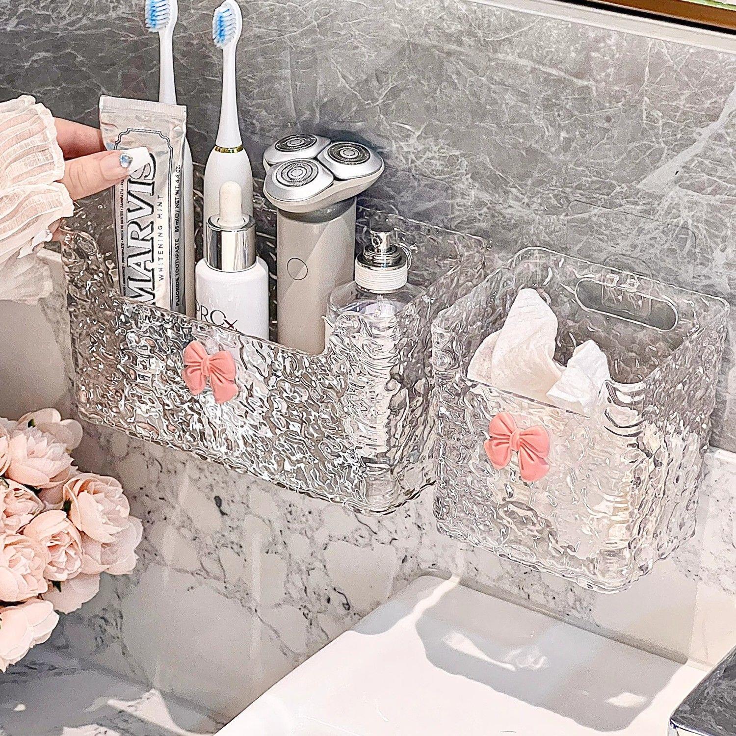 废弃洗脸巾收纳盒浴室洗手台免打孔置物架棉柔巾壁挂卫生间毛巾架