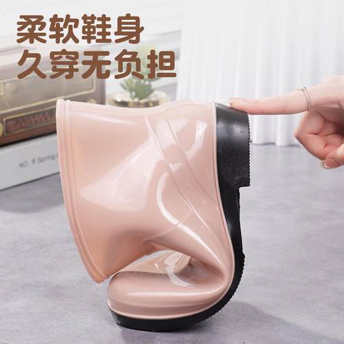 厨房工作保暖雨靴低筒加绒雨鞋女厨房防水工作冬季短筒女水鞋