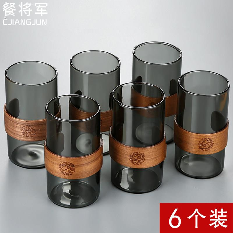 高硼硅玻璃杯水杯家用套装耐高温高颜值女大容量男士泡茶杯木环杯