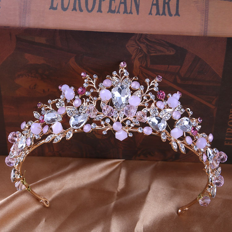 新款儿童皇冠公主发箍女童演出生日发饰水钻新娘王冠学生饰品头饰