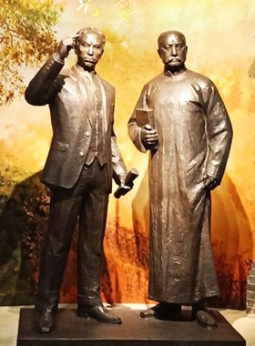 南陈北李人物铸铜玻璃钢名人故居景区场景室内雕塑艺术定制摆件