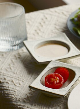 川泽烧景德镇日式复古粗陶蘸料家用调料酱油醋碟火锅烧烤小吃方碟