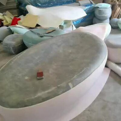玻璃钢鹅卵石软包座椅商场美陈仿石沙发室内外酒店别墅区圆形坐凳