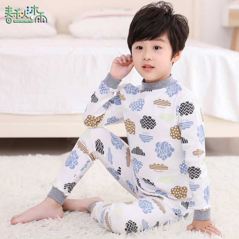 四季款 儿童睡衣中大男童女童小孩童装家居服套装 内衣秋衣裤纯棉