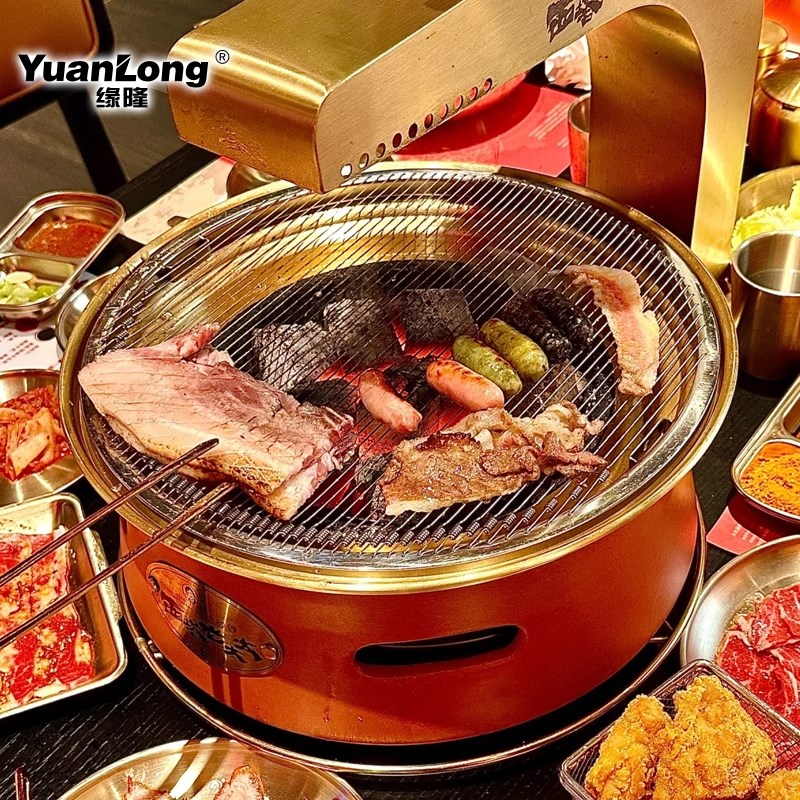 缘隆韩式碳烤炉商用西塔老太太烤肉泥炉圆形木炭烧烤炉网红烤肉店