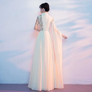 大合唱演出服女长裙成人香槟色古筝独唱比赛诗朗诵礼服2024新款