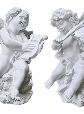 欧式人物雕塑爱神演奏仿古天使丘比特室内客厅庭院花园玻璃钢摆件
