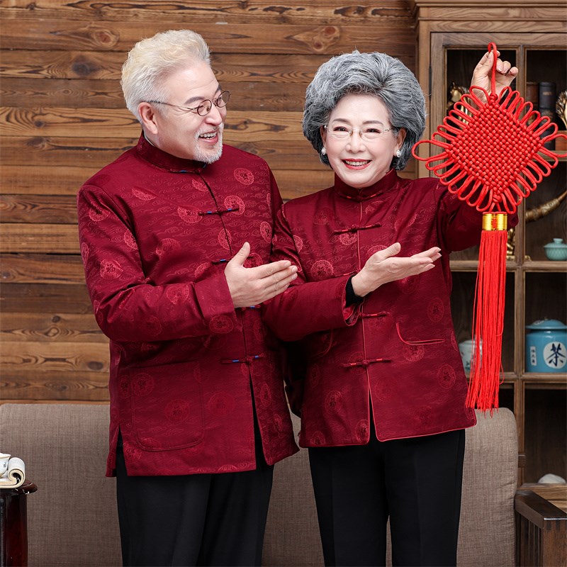中老年唐装老人过寿生日唐装金婚服装爷爷奶奶秋冬装单衣情侣外套