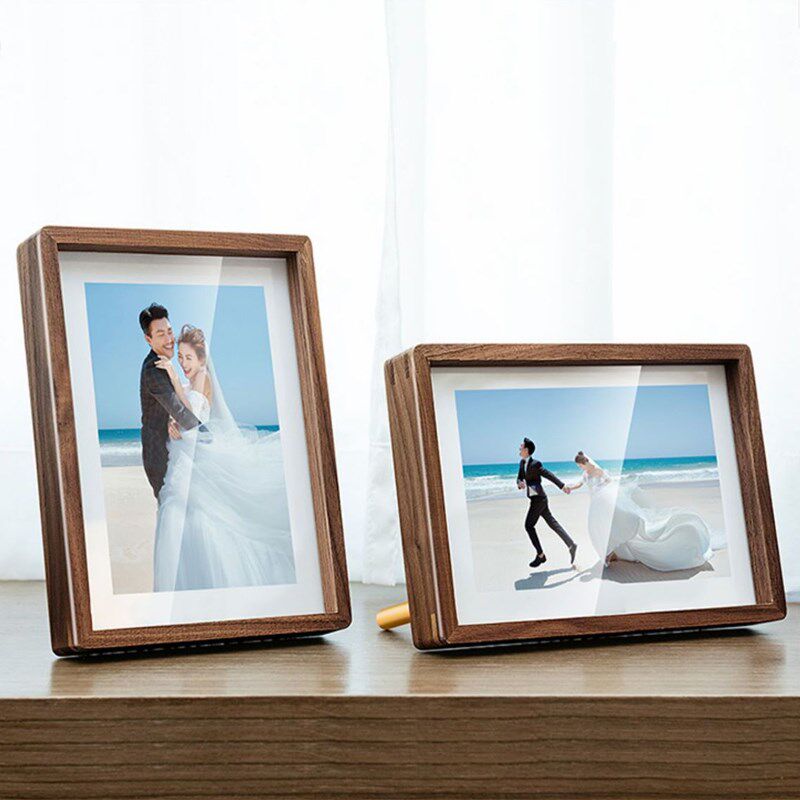 高端实木相框中式榫卯相框6寸创意圆角摆台照片打印8寸胡桃木画框