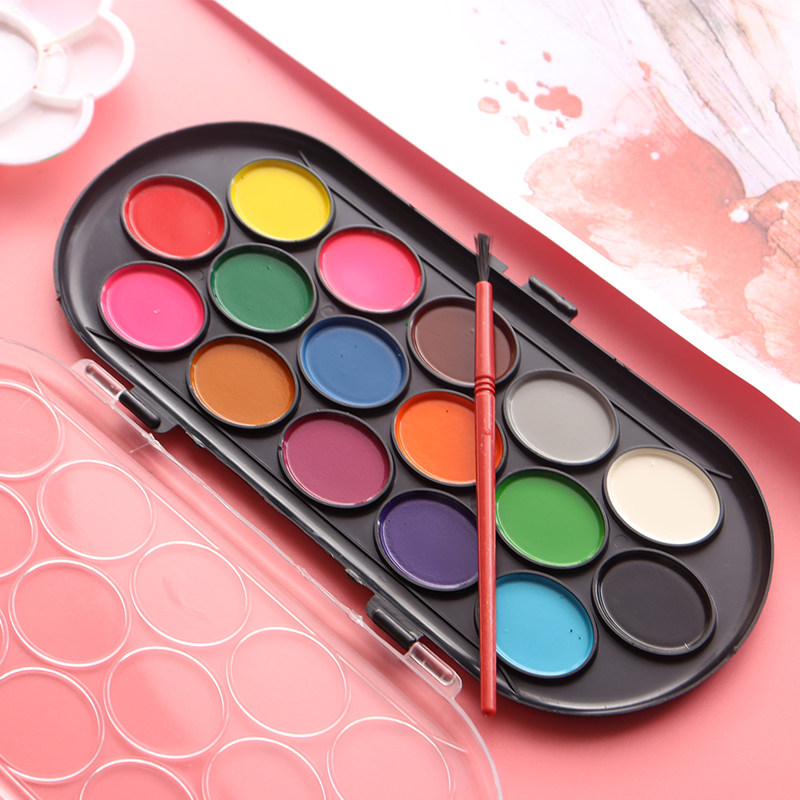 水彩/固体A1pq801-颜料16色盒工具初学者调色盘美术绘画水粉考试,文具电教/文化用品/商务用品,水彩颜料,淘宝优惠券,粉丝福利购,淘宝优惠卷