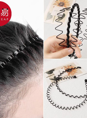 发箍/男A1pq808-短发洗脸碎发背头头饰发卡不勒头男士黑色波浪捆