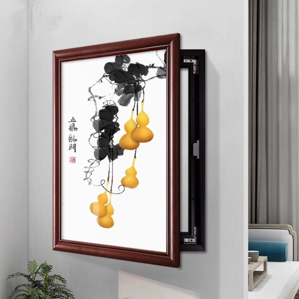 新中式电表箱装饰画 画竖款免打孔遮挡入户配电箱电闸盒挂画 画20