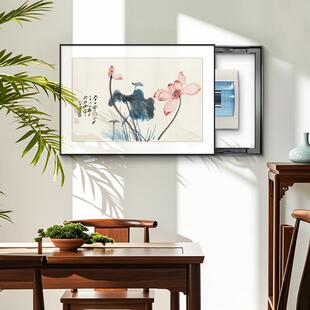 张大千荷花新中式电表箱装饰画2025新款配电箱挂画电闸盒遮挡壁画