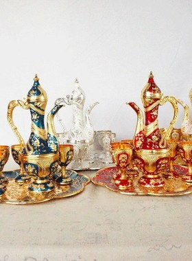 皮纹酒具酒壶茶壶酒杯中东套装镀金土耳其家居装饰品工艺品