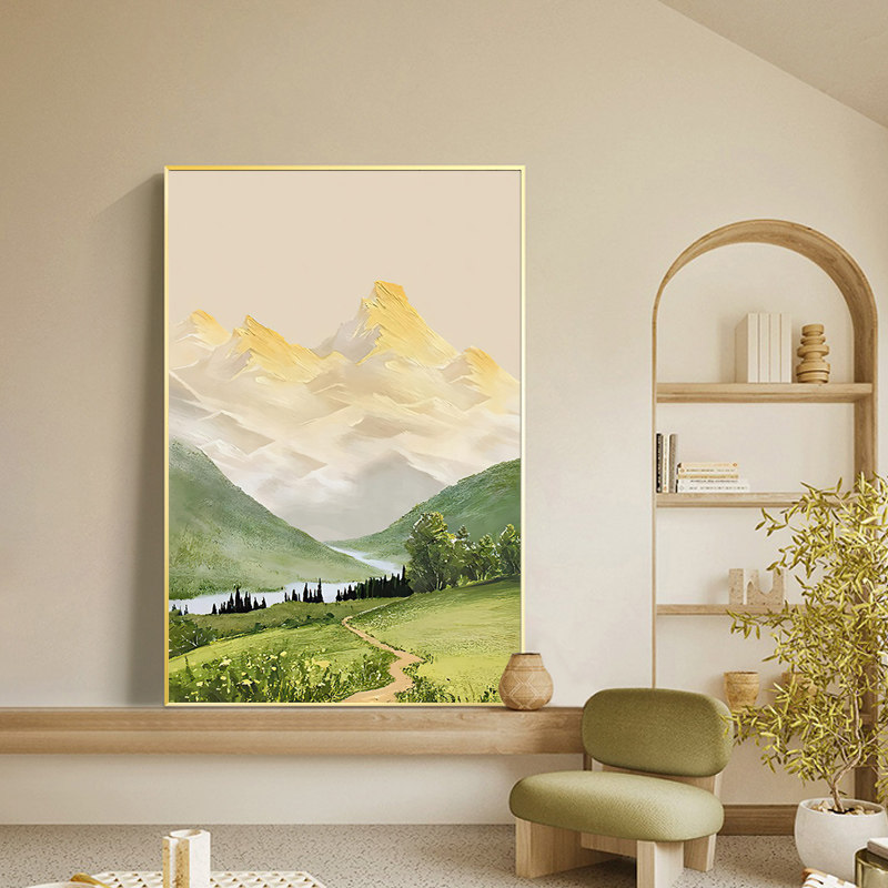 日照金画风景背景墙落地壁画幅玄关过道挂画