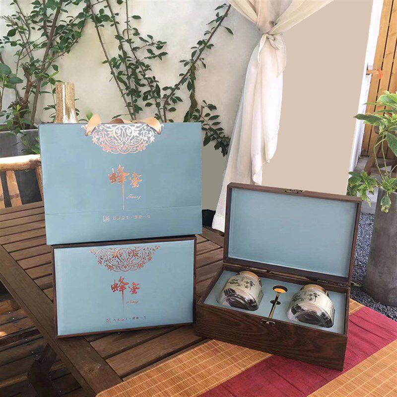 天然蜂蜜木盒空盒斤瓶盒手题精美盒加印两斤装