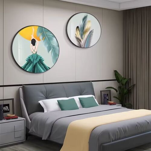 年床头挂画画主卧房间背景墙画现代简约壁画