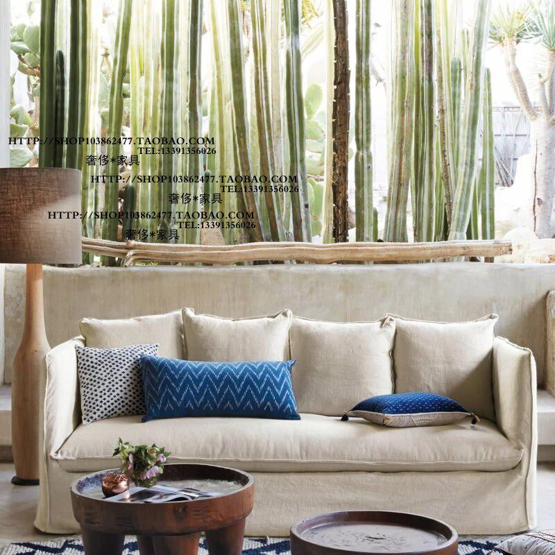 出口加拿大简约捏边全拆洗布艺单人双人三人位沙发样板房别墅家具